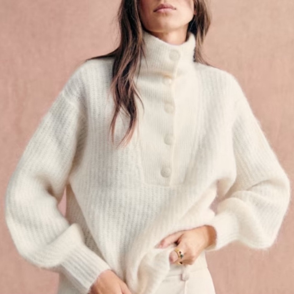 Sezane Micky Jumper Ecru Cream White Mohair Mickey Sweater XXS XS
